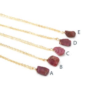 Raw Ruby necklace in 14k Gold Filled, Rough Ruby pendant, Minimalist gemstone necklace, Raw Crystal jewellery, July Birthstone, Gift for her