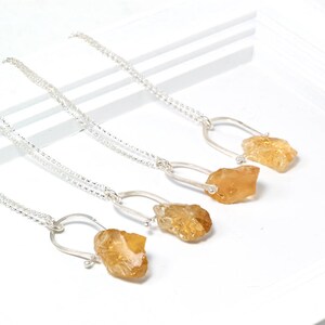 Raw Citrine nugget necklace, 925 silver citrine pendant, Boho Chic necklace, November birthstone, Handmade jewelry, Gift for Her