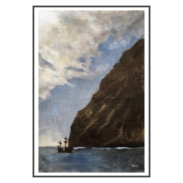 De Santa Maria de Columbo rond Cano Girao, origineel olieverfschilderij van Madeira