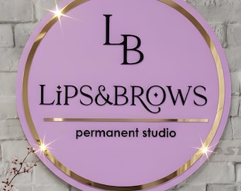 Round Acrylic Logo Sign, Wall Hanging Sign, Custom Business Sign, Small Logo Sign, Beauty Salon Sign, Spa Lobby Sign, Reception Desk Decor