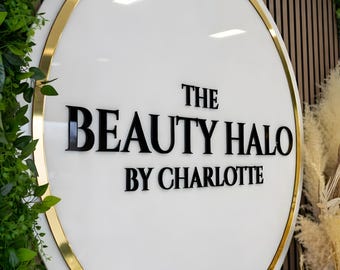 Beauty Salon Sign,  Acrylic Back lit Business Logo, Light Up Sign, LED Name Sign,  LED Wall Art