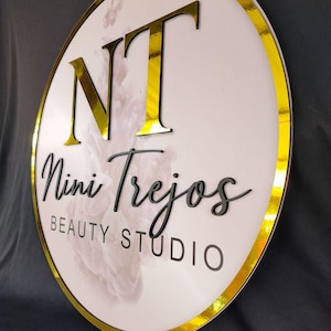 アクリル製ビジネスロゴ、バックライト付きサロンサイン、パーソナライズされた看板、3DラウンドLEDカスタムサイン、壁面装飾