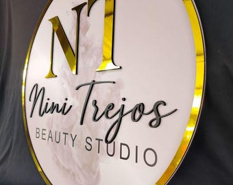 Acrylic Business Logo, Back lit Salon Sign, Personalised Signage, 3D Round Led Custom Sign, Wall decor