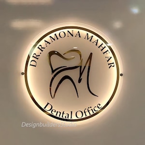 Rundes Acryl Logo Schild, Zahnbehandlungs-Schild, Benutzerdefiniertes Geschäftsschild, kleines Logo-Schild, Schönheitssalon-Schild, Spa-Lobby-Schild, Empfangstresen-Dekoration