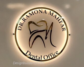 Round Acrylic Logo Sign, Dental Clinic Sign, Custom Business Sign, Small Logo Sign, Beauty Salon Sign, Spa Lobby Sign, Reception Desk Decor