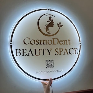 LED Neon Acrylic Sign, Back-lit Sign, Custom Business Logo Sign, Round Office Sign, Beauty Salon Sign, Light up Shop Sign, Spa Decor Sign