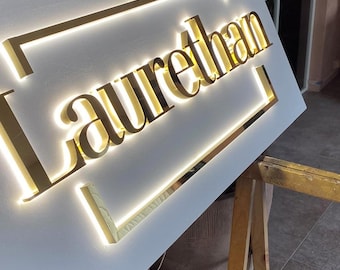 Business Logo Schild, beleuchtete Metallbuchstaben, 3D Business Schild, Klinikschild, Schild für Büro, Außenlichtschild, personalisierte Beschilderung