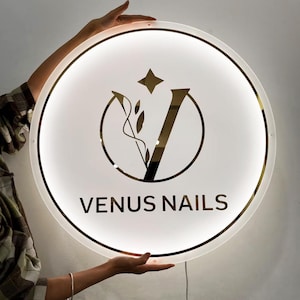 Acryl-Logo-Schild, Rundes Geschäftsschild, Nails-Studio-Schild, Klinik-Schild, kleines Schild, Beauty-Salon-Schild, Neon-Schild, Bar-Schild, leuchtendes Schild