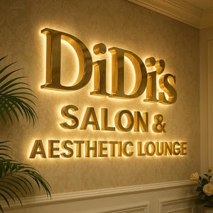Logotipo empresarial retroiluminado personalizado, letrero 3D iluminado con halo, señalización empresarial, letrero de oficina, letrero LED personalizado para exterior/interior, letras metálicas grandes