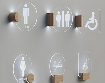 Hotel Door Signs, Custom Room Numbers, Restroom Sign, LED Sign, Bathroom Sign, Office Door Sign, Edge Lit Acrylic Sign, Business Logo Sign