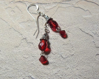 Red Earrings, Dangle Earrings, Ladies Accessories, Handmade Jewelry for Her, Crystal Earrings, Gift Ideas, Handmade Earrings