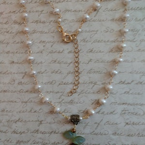 Handmade Pearl Necklace, Floral Pendant, Freshwater Pearls, Gifts for Her, Ladies Jewelry, Women&#39;s Accessory, Handmade Gift, Birthday Gift