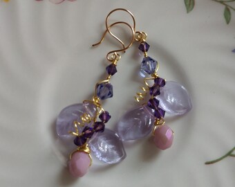 Earrings, Ladies Earrings, Lavender Earrings, Drop Earrings, Women's Accessories, Handmade Gifts, Spring Earrings, Wearable Art Earrings