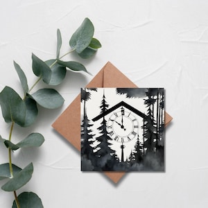 Schwarzwald-Print, Postkarte "Zum Kuckuck" im Aquarellstil, Maß 15x15cm inkl. Kraftpapierumschlag, als Geschenk oder Deko, Kunstdruck