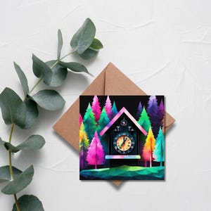 Impression Forêt-Noire, carte postale "Coucou", avec enveloppe en papier kraft de 15 x 15 cm, Forêt-Noire, patrie, coucou, comme décoration ou cadeau