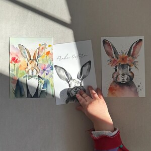 Pacchetto di cartoline "Coniglietto pasquale in famiglia", pacchetto di cartoline con 3 motivi diversi, trio, Pasqua, decorazione, regalo, auguri di Pasqua