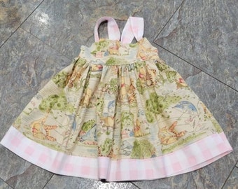 winnie the pooh dress - disney dress - vintage pooh dress - winnie the pooh birthday   - toddler dress - groovy gurlz - handmade baby gift