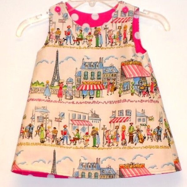On Sale Today Groovy Gurlz Paris Ville Reversible A Line Dress Sizes 3m, 6m, 9m, 12m, 18m, 2t, 3t, 4t, 5y, 6y