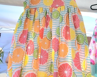 big or little girls citrus slice adjustable dress / 1st birthday dress / lemon lime grapefruit dress / summer family photo shoot dress