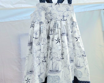 big or little girls nautical map adjustable dress / 1st birthday dress / nautical map dress / summer family photo shoot dress