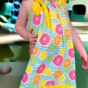 big or little girls citrus slice pillowcase dress / citrus themed birthday dress / 1st birthday dress / spring family photo shoot dress