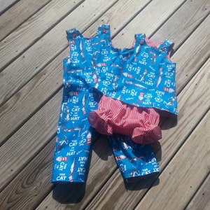 Cat in The Hat Outfits for Boy Girl Twins Dress Diaper Cover and Jon Jons