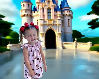 Girls Minnie Mouse Dress with Flutter Sleeves