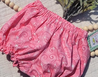 Girls Pink Swirl Diaper Cover, Baby Bloomers
