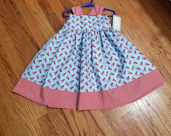 Toddler Dress - Girls Spring Dress - Toddler Girl Dress - Lobster Dress - Girls Nautical Dress -  Girls Lobster Dress  - Groovy Gurlz