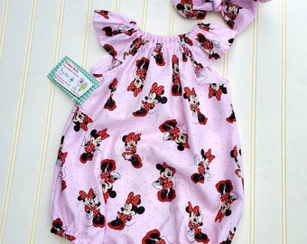 Minnie Mouse Romper - Disney Romper  - Angel Sleeve Romper - Flutter Sleeve Romper - Bubble Romper   - Baby Romper - Romper - Groovy Gurlz