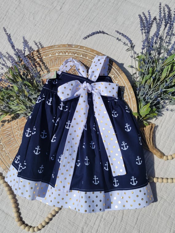 navy blue dress with white anchors Nautical white and navy blue anchor " A-Line Dress by IoanaHraball