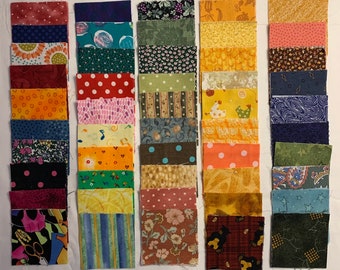 100 2 1/2" Squares Mini Charm Pack Variety of Cotton Scrap Fabric