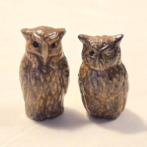 Two Vintage Miniature Ceramic Owl Figurines