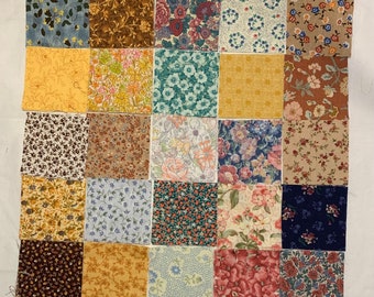 50 2 1/2" Squares Mini Charm Pack Floral Scrap Fabric for Scrappy Quilt