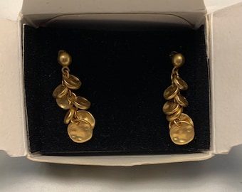 Vintage Avon 2000 Golden Dangles Pierced Earrings in Box