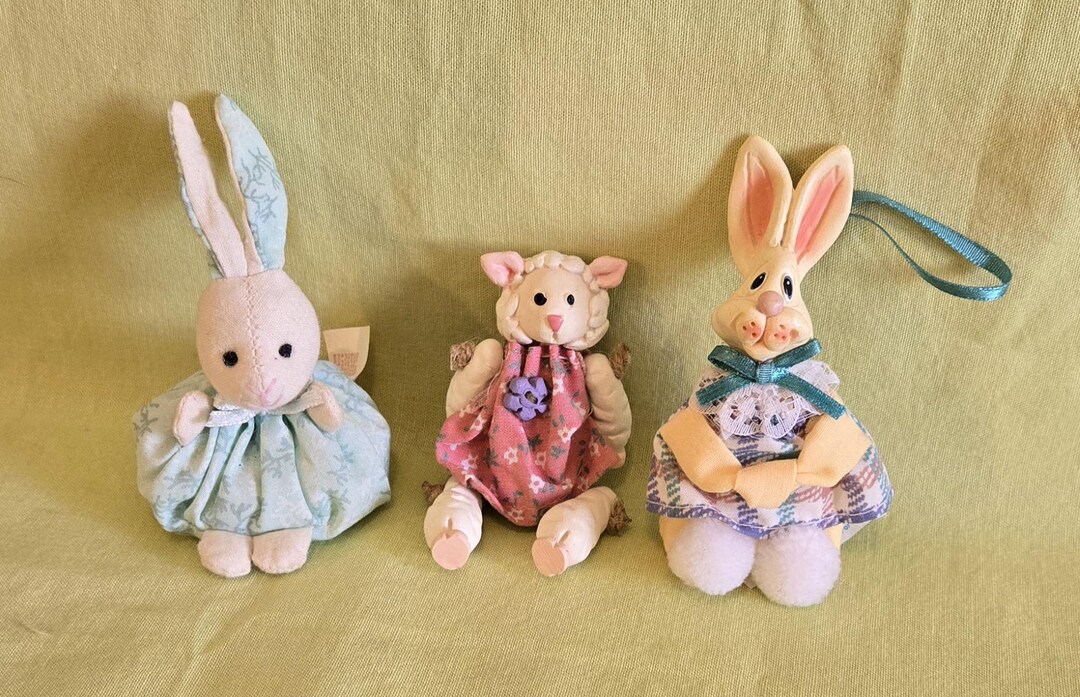 Russ Rabbits 1980's Russ Berrie Mini Easter Bunny Rabbits & Lamb Figurines - Etsy