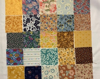 50 2 1/2" Squares Mini Charm Pack Floral Scrap Fabric for Scrappy Quilt