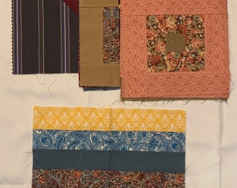 11 Scrappy Patchwork Quilt Blocks ~ Variety of Sizes, Colors, & Block Designs