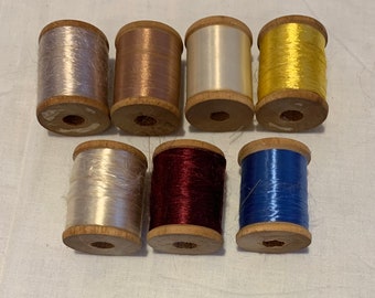 7 Wood Spool Vintage Fly Tying Thread