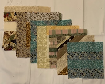 17 Scrappy Patchwork Quilt Blocks ~ Variety of Sizes, Colors, & Block Designs