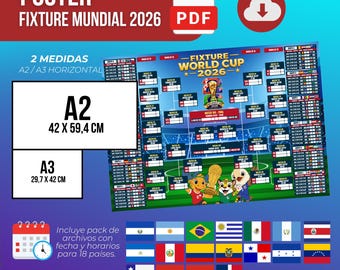 Poster del calendario dei Mondiali 2026 - Programma in 18 paesi