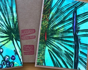 Palmetto Notecard, Native Garden woodblock card