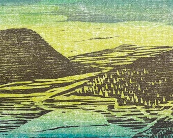 Hudson River Landscape, Woodblock Print
