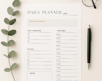 Minimalist Daily Planner Printable: Undated Productivity PDF (Instant Download)