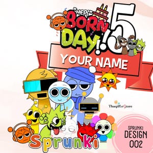 Design 002: Incredibox Sprunki Cake Topper file digitale