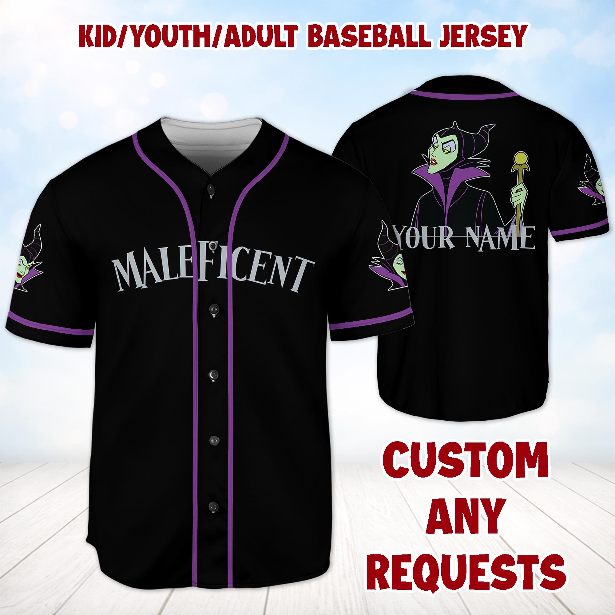 Discover Maleficent Jersey Shirt, Disney Villain Baseball Jersey, Kids Youth Adult Gift