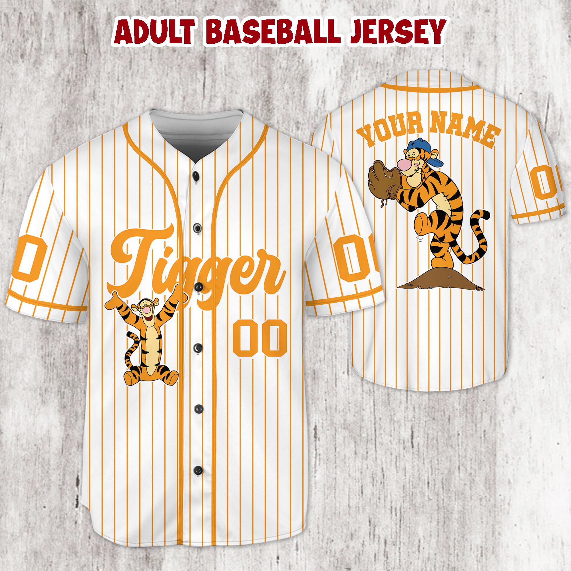 Discover Personalized Tigger Winnie the Pooh Baseball Jersey, Kids Youth Adult Shirt, Disney Birthday Gift