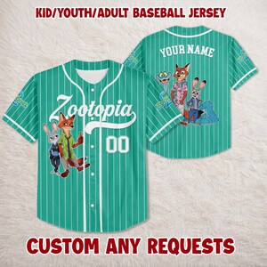 Camiseta de béisbol de Zootopia, camiseta Disney personalizada con nombre, regalo familiar a juego Style 3
