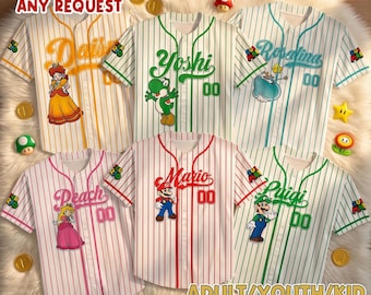 Super Mario Baseball Jersey, Personalized Mario Family Matching Shirt