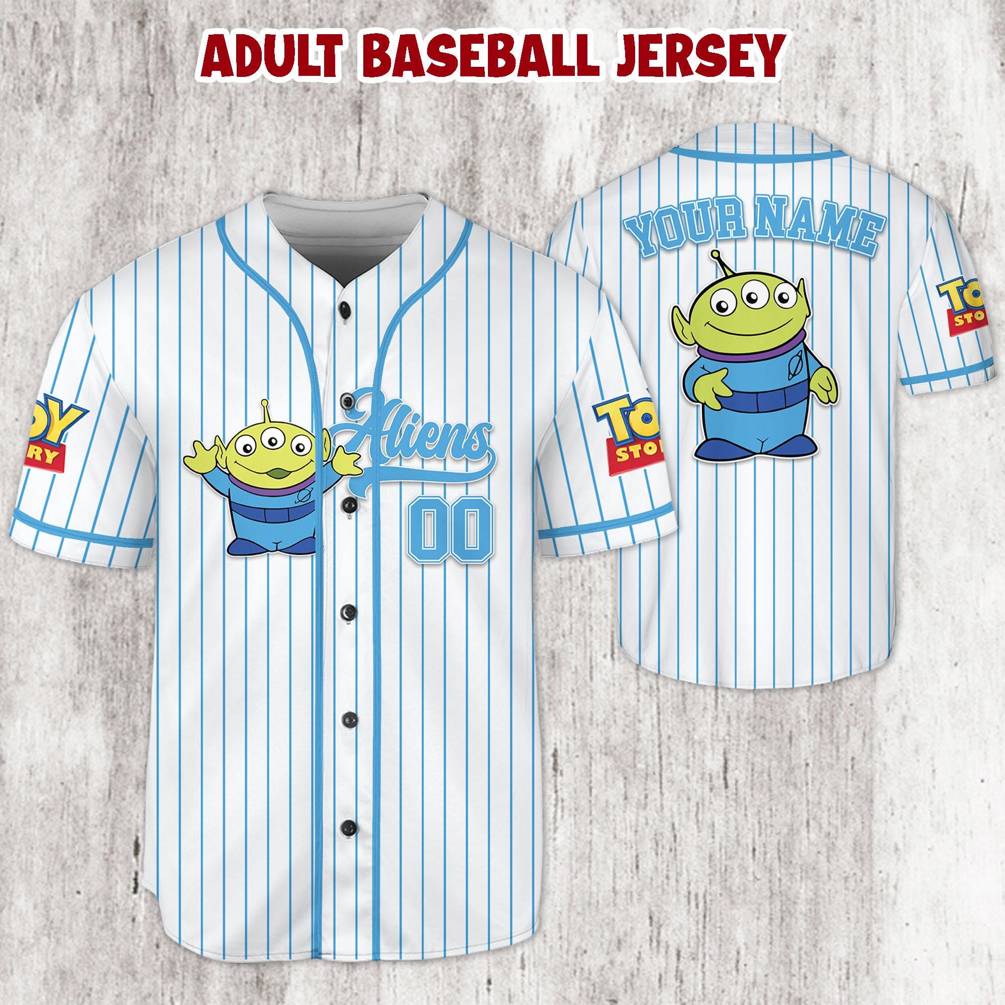 Discover Personalized Toy Story Alien Baseball Jersey, Custom Name Kids Youth Adult Shirt